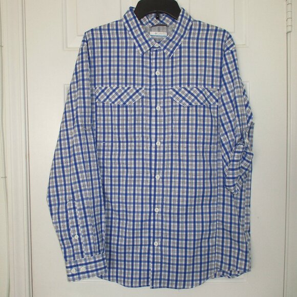 Columbia Mens L/S Blue & White Vented Back Quick Dry Active Casual Shirt NWOT- M - Picture 1 of 3
